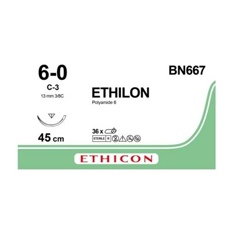 ETHILON 6/0 C-3 BN667 13 mm 45 cm
