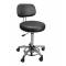 TABOURET met rugsteun (kunstleder bekleding) op wielen