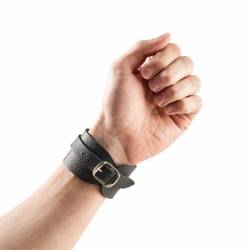 POLSBAND LEDER ZWART - ENKELE BREEDTE