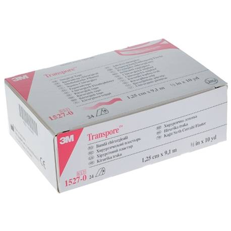 TRANSPORE hypoallergisch, polyethyleen 1,25 cm x 9,10 m