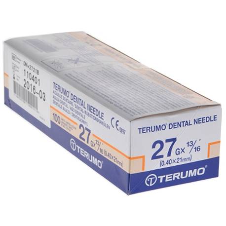 TERUMO TANDNAALDEN 27 G X 1 3/16 SHORT BLAUW 0,40 x 21 mm